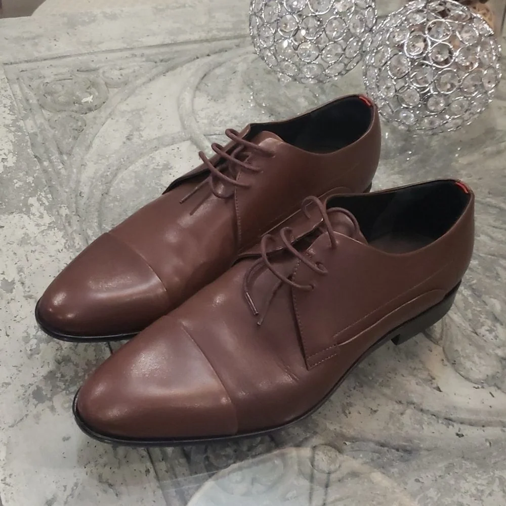 HUGO BOSS Brown Leather Captoe oxford shoes